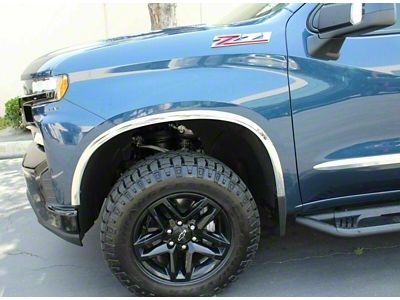 Fender Trim; Polished (19-23 Silverado 1500 w/o OE Fender Flares)