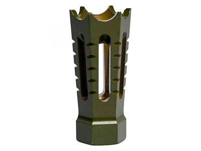 Flared/Spiked Door Breacher Design AR-15 Rifle Barrel Antenna Tip Flash Hider; Olive Drab/Army Green (Universal; Some Adaptation May Be Required)