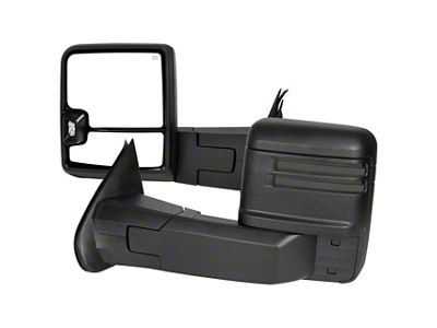 Powered Heated Manual Fold Towing Mirrors with Smoked LED DRL, Turn Signal and Clearance Lights; Black (14-18 Silverado)