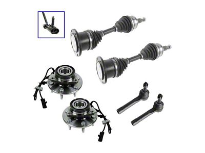 Front CV Axle Shafts and Hub Assembly Set with Front Outer Tie Rods (99-03 4WD Silverado 1500 Regular Cab, Extended Cab; 04-06 4WD Silverado 1500)