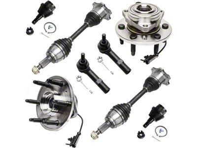 Front CV Axles with Wheel Hub Assemblies, Tie Rods and Ball Joints (07-13 4WD Silverado 1500)