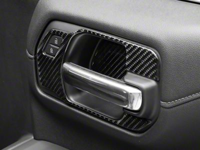 Front Door Handle Surround Accent Trim; Domed Carbon Fiber (19-24 Silverado 1500)
