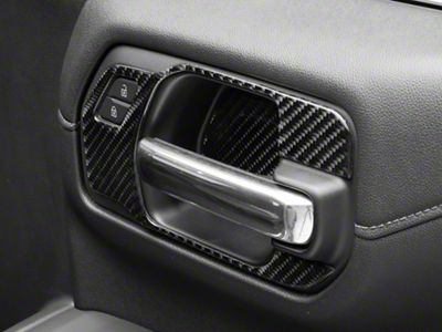 Front Door Handle Surround Accent Trim; Domed Carbon Fiber (19-25 Silverado 1500)