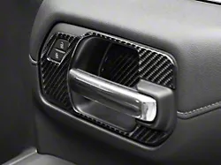 Front Door Handle Surround Accent Trim; Domed Carbon Fiber (19-24 Silverado 1500)