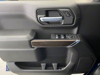 Front Door Handle Surround Accent Trim; Domed Matte Carbon Fiber (19-25 Silverado 1500)