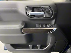 Front Door Handle Surround Accent Trim; Domed Matte Carbon Fiber (19-24 Silverado 1500)