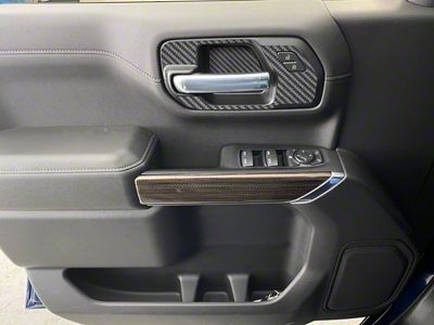 Front Door Handle Surround Accent Trim; Raw Carbon Fiber (19-24 Silverado 1500)