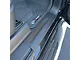Front Door Sill Plate Overlays; Domed Matte Carbon Fiber (19-24 Silverado 1500)