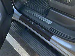 Front Door Sill Protection with Mountain Logo; Black (14-24 Silverado 1500)