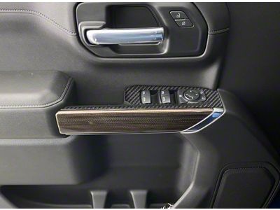 Front Door Switch Accent Trim; Domed Matte Carbon Fiber (19-25 Silverado 1500)