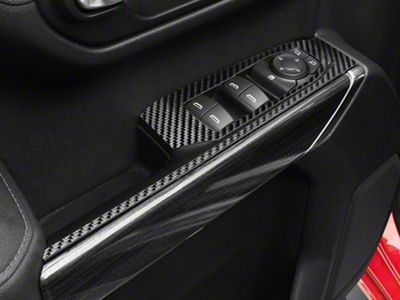 Front Door Switch Accent Trim; Raw Carbon Fiber (19-25 Silverado 1500)