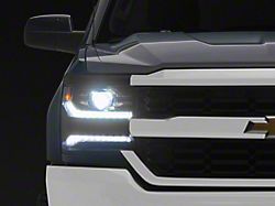 Full LED Headlights; Black Housing; Clear Lens (16-18 Silverado 1500 w/ Factory LED or HID Headlights)
