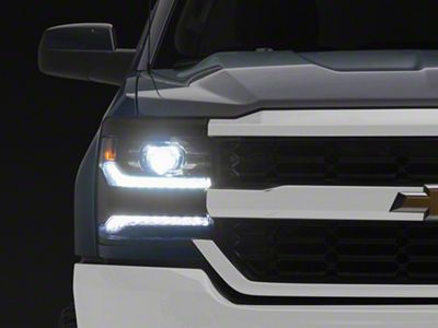 Full LED Headlights; Black Housing; Clear Lens (16-18 Silverado 1500 w/ Factory LED or HID Headlights)