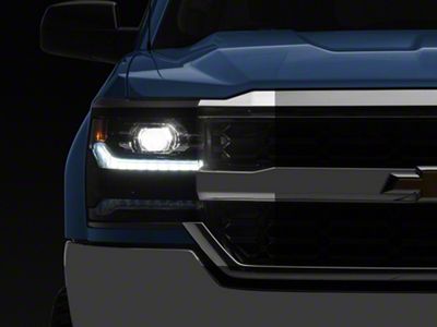 Full LED Headlights; Chrome Housing; Black Lens (16-18 Silverado 1500 w/ Factory LED or HID Headlights)
