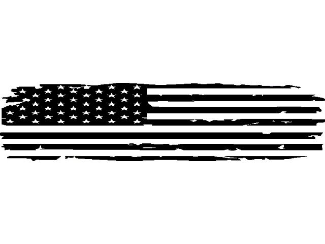 Full Rear Glass Tattered Flag Decal; Gloss Black (99-24 Silverado 1500)