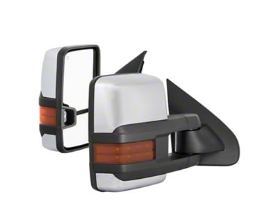 G3 Powered Heated Telescoping Mirrors with Amber LED Turn Signals; Chrome (14-16 Silverado 1500)