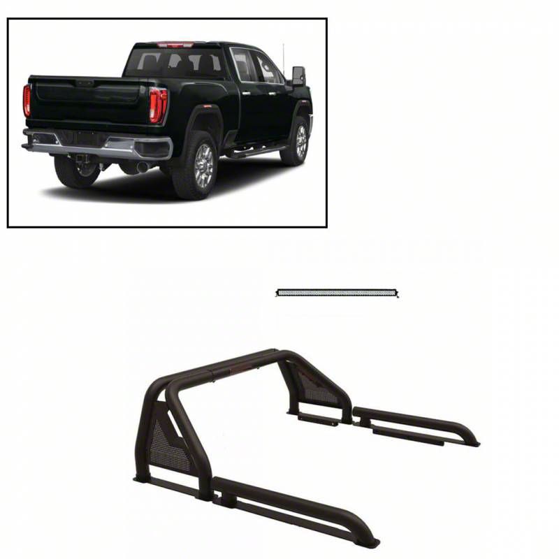 Silverado 1500 Gladiator Roll Bar with 40Inch LED Light Bar; Black (01