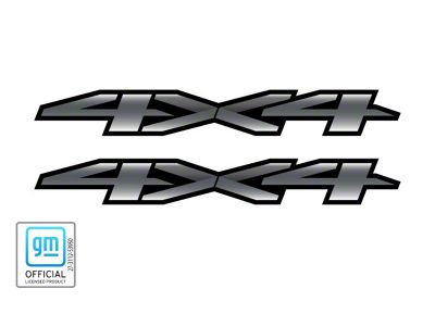 GM 4x4 Decal; Gray Gradient with Black Background (19-24 Silverado 1500)