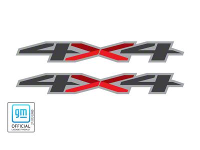 GM 4x4 Decal; Gray/Red (19-24 Silverado 1500)