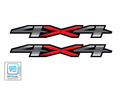 GM 4x4 Decal; Red/Gray Gradient with Black Background (19-25 Silverado 1500)