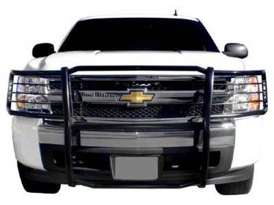 Grille Guard with 5.30-Inch Red Round Flood LED Lights; Black (07-13 Silverado 1500)