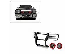Grille Guard with 7-Inch Red Round LED Lights; Black (99-02 Silverado 1500)