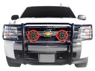 Grille Guard with 7-Inch Round LED Lights; Black (07-13 Silverado 1500)