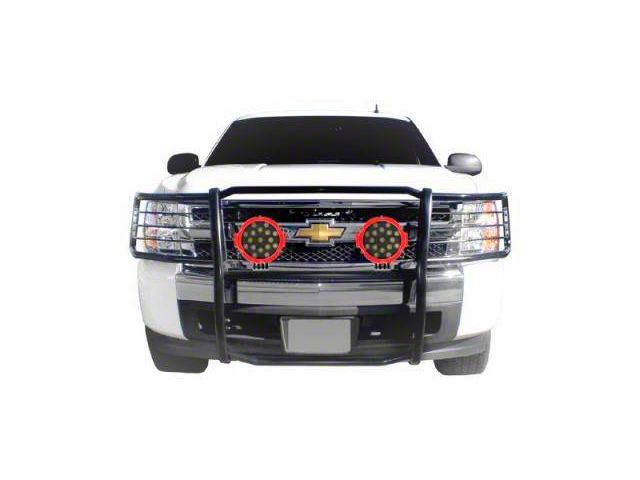 Grille Guard with 7-Inch Round LED Lights; Black (07-13 Silverado 1500)