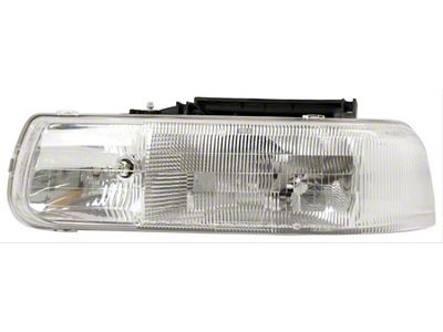 CAPA Replacement Halogen Headlight; Chrome Housing; Clear Lens; Driver Side (99-02 Silverado 1500)