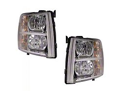 Halogen Headlights; Chrome Housing; Clear Lens (07-13 Silverado 1500)
