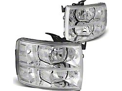 Headights with Clear Corners; Chrome Housing; Clear Lens (07-13 Silverado 1500)