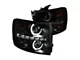 Dual Halo Projector Headlights; Black Housing; Smoked Lens (07-13 Silverado 1500)