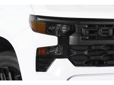 Headlight Covers; Carbon Fiber Look (22-26 Silverado 1500 Custom, Custom Trail Boss, WT)