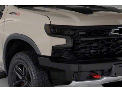 Headlight Covers; Carbon Fiber Look (22-24 Silverado 1500, Excluding Custom, Custom Trail Boss & WT)