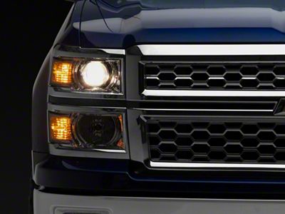 Projector Headlights with Amber Corner Lights; Chrome Housing; Clear Lens (14-15 Silverado 1500)