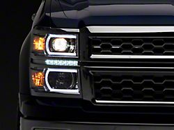 LED DRL Headlights with Clear Corners; Chrome Housing; Clear Lens (14-15 Silverado 1500)