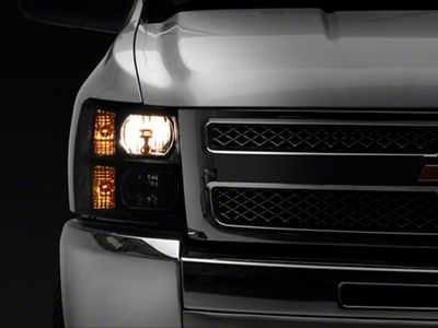 Factory Style Headlights; Matte Black Housing; Clear Lens (07-13 Silverado 1500)