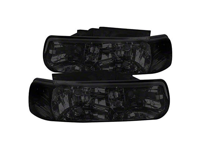 Factory Style Headlights; Chrome Housing; Smoked Lens (99-02 Silverado 1500)