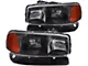 Factory Style Headlights with Bumper Lights; Matte Black Housing; Clear Lens (99-06 Silverado 1500)