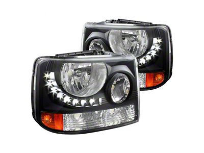 Headlights; Conversion Euro; Parking LED; Black (99-02 Silverado 1500)