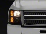 Headlights with Amber Corner Lights; Black Housing; Clear Lens (07-13 Silverado 1500)
