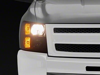 Headlights with Amber Corner Lights; Black Housing; Smoked Lens (07-13 Silverado 1500)
