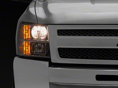 Headlights with Amber Corner Lights; Chrome Housing; Clear Lens (07-13 Silverado 1500)