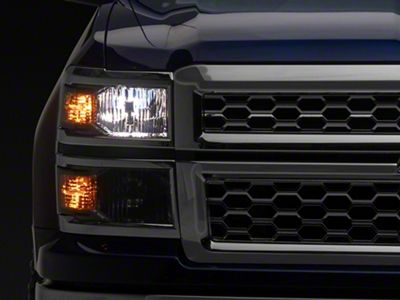 Headlights with Clear Corner Lights; Smoked Housing; Clear Lens (14-15 Silverado 1500)