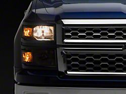 Headlights with Clear Corner Lights; Black Housing; Clear Lens (14-15 Silverado 1500)