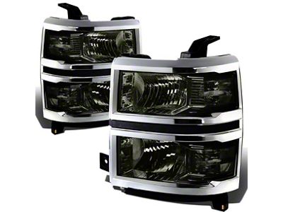 Headlights with Clear Corner Lights; Smoked Housing; Clear Lens (14-15 Silverado 1500)