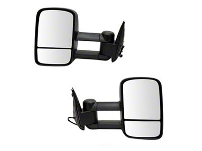 Heated Manual Towing Mirrors; Textured Black (99-02 Silverado 1500)