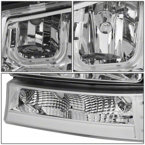 Chrome Housing Amber Corner Headlights For Chevy Silverado 2003-2006 – Pair