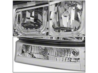 Chrome Housing Amber Corner Headlights For Chevy Silverado 2003-2006 – Pair