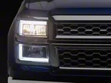 L-Shaped LED DRL Sequential Headlights with Clear Corners; Chrome Housing; Clear Lens (14-15 Silverado 1500)